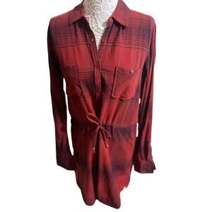 Vintage-Inspired Element Long Sleeve Shirt Dress -Size Large